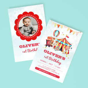 Invitation Carnaval de cirque 1er anniversaire Photo Invitati
