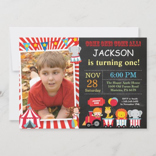 Invitation Carnaval de cirque fête d'anniversaire (Devant)