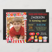 Invitation Carnaval de cirque fête d'anniversaire (Devant / Derrière)