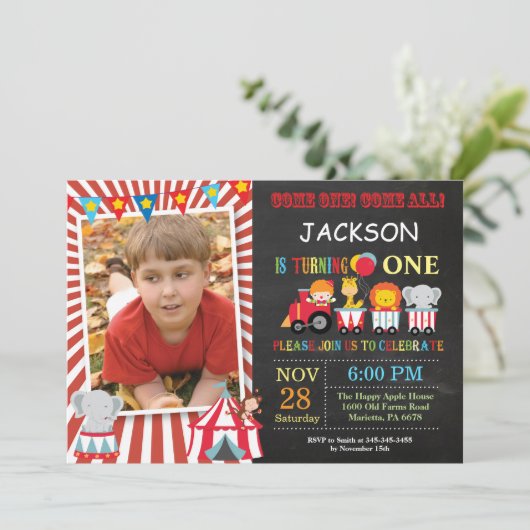 Invitation Carnaval de cirque fête d'anniversaire (Debout devant)