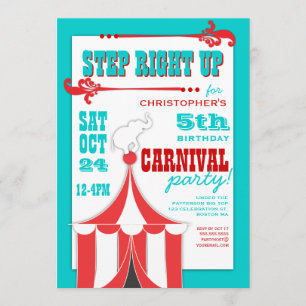 Invitation Carnaval de cirque fête d'anniversaire Big Top Inv
