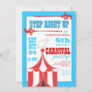Invitation Carnaval de cirque Fête d'anniversaire Big Top Inv
