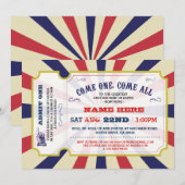 Invitation Carnaval de cirque Révélation de genre Baby shower (Devant / Derrière)