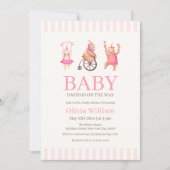 Invitation Carnaval de cirque rose mignon Teddy Bear Baby sho (Devant)