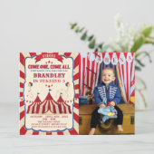 Invitation Carnaval de cirque vintage Photo (Debout devant)