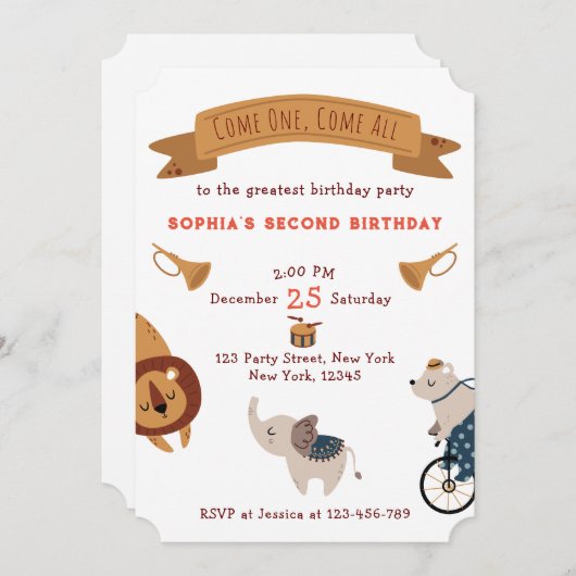 Invitation Carnaval de Cute Pastel Thème d'anniversaire (Devant / Derrière)