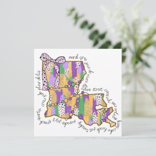 Invitation Carnaval de Louisiane Mardi Gras Bourbon Street (Debout devant)