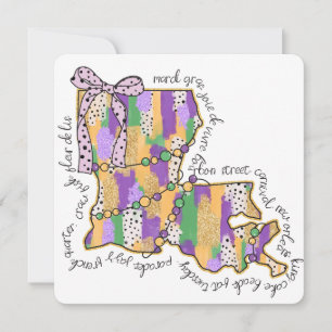 Invitation Carnaval de Louisiane Mardi Gras Bourbon Street