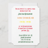 Invitation Carnaval de Sizzler coloré Theme Party (Dos)