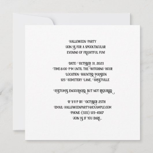 Invitation Carnaval éffrayant : Carnaval Fright Fest (Dos)