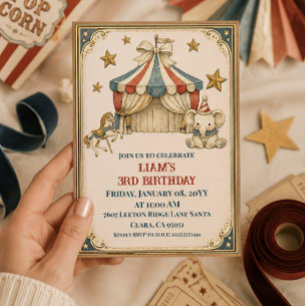Invitation Carnaval Français Nostalgique Anniversaire Cirque 