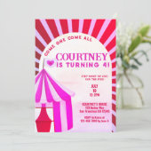 Invitation Carnaval Hot Rose Circus Festive Filles Anniversai (Debout devant)