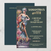 Invitation Carnaval Mascarade 40e Anniversaire (Devant / Derrière)