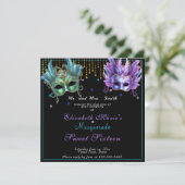 Invitation Carnaval Masqué Rose Turquoise Sweet Seize Ans (Debout devant)
