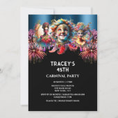 Invitation Carnaval nuit feu d'artifice de cirque mascarade b (Devant)