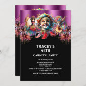 Invitation Carnaval nuit feu d'artifice de cirque mascarade v (Devant / Derrière)
