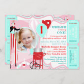 Invitation Carnaval rose 2 (Devant / Derrière)