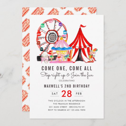 Invitation Carnaval Spectacle de cirque Rejoignez Fun Kid Ann (Devant / Derrière)