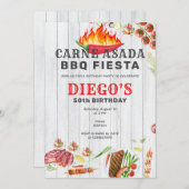 Invitation Carne Asada Rustic Mexicaine BBQ Anniversaire (Devant / Derrière)