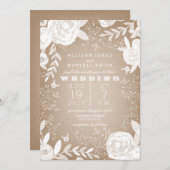 Invitation Carnet de bord floral blanc inspiré (Devant / Derrière)