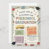 Invitation Carnet modifiable Bus scolaire Préscolaire Diplôme (Devant / Derrière)