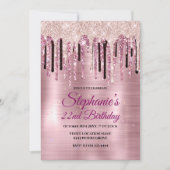 Invitation Carnet monogramme chic rose rose rousse goutte gou (Devant)