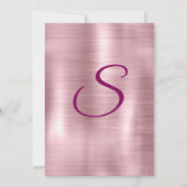 Invitation Carnet monogramme chic rose rose rousse goutte gou (Dos)