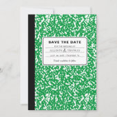 Invitation Carnet Vert Prof Drôle Save The Date Mariage (Devant)