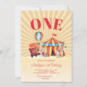 Invitation Carnival Circus Big Top 1er Anniversaire (Devant)
