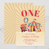 Invitation Carnival Circus Big Top 1er Anniversaire (Devant / Derrière)