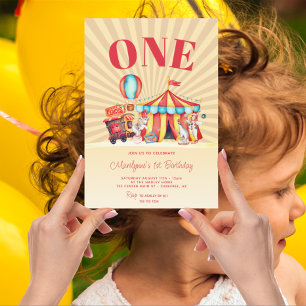 Invitation Carnival Circus Big Top 1er Anniversaire