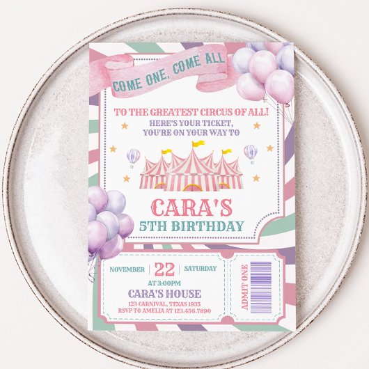 Invitation Carnival Circus Birthday Party 
