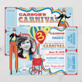 Invitation Carnival Circus Jongler Stilt Walkers Anniversaire (Devant / Derrière)