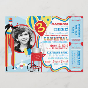 Invitation Carnival Circus Jongler Stilt Walkers Anniversaire
