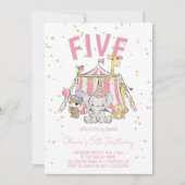 Invitation Carnival Circus Pink 5e anniversaire (Devant)