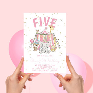 Invitation Carnival Circus Pink 5e anniversaire