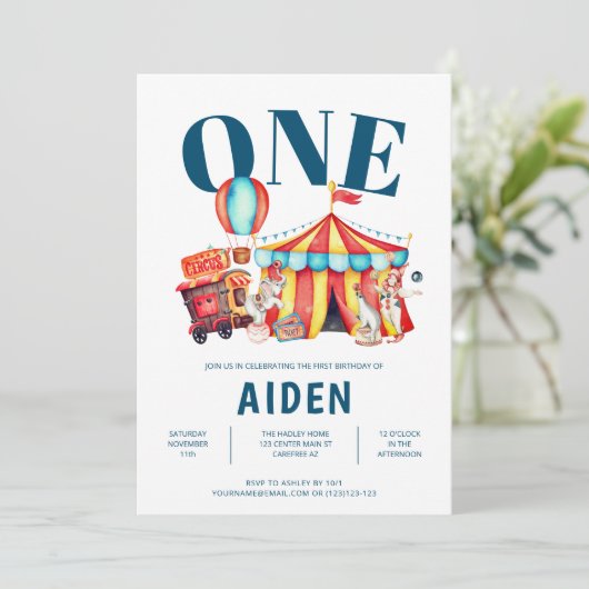 Invitation Carnival Cirque Big Top 1 premier anniversaire (Debout devant)