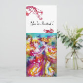 Invitation CARNIVAL DANSE bleu vif rouge fleurit blanc (Debout devant)