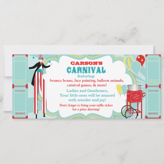 Invitation Carnival Stimuler Walker et Cotton Candy Anniversa (Dos)