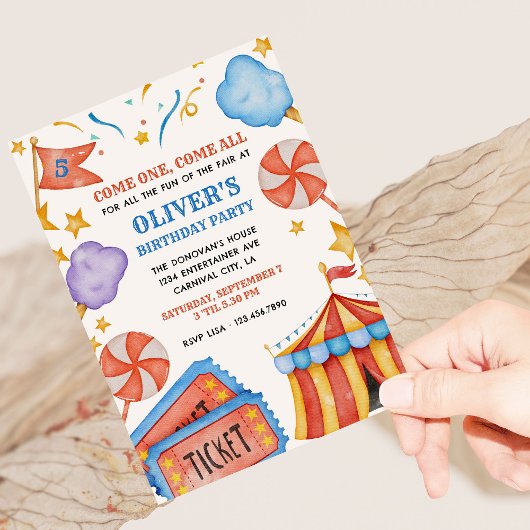 Invitation Carnival Ticket and Candy Anniversaire de enfant P