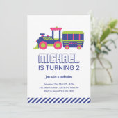 Invitation Carnival Train bleu et vert Enfants garçons Annive (Debout devant)