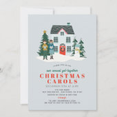 Invitation Carolage de Noël Carol musical Jouer Vacances Bleu (Devant)