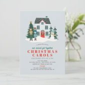 Invitation Carolage de Noël Carol musical Jouer Vacances Bleu (Debout devant)