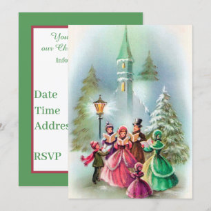 Invitation Caroleurs de Noël Vintage ajouter la fête d'inform