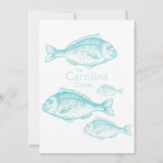 Invitation Caroline Côtière Vintage Turquoise Poisson d'Eau d