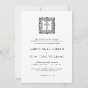 Invitation Caroline Simple Noir Script Mariage catholique