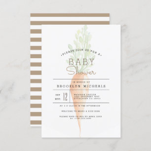 Invitation Carotte biologique   Veggie   Baby shower aquarell