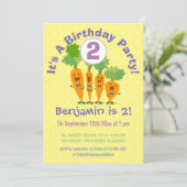 Invitation Carotte chantante mignonne dessin animé (Debout devant)