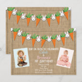 Invitation Carottes de lapin de Pâques Garland fête d'anniver (Devant / Derrière)