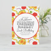 Invitation Carottes Légumes Motif Marché Fermier (Debout devant)